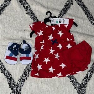 New with Tag Carter's Child of Mine Newborn 2 Pc Outfit and 0-3M Sandals